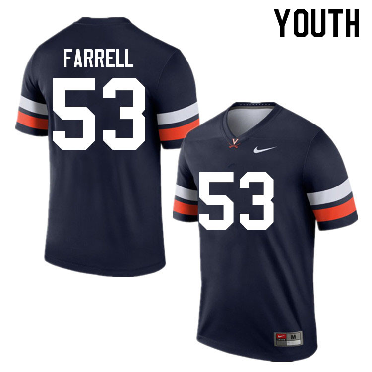 Youth #53 Brendan Farrell Virginia Cavaliers College Football Jerseys Sale-Navy - Click Image to Close